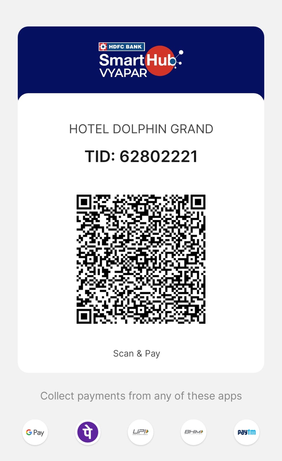 Hotel Dolphin Grand UPI QR Code - SmartHub Vyapar